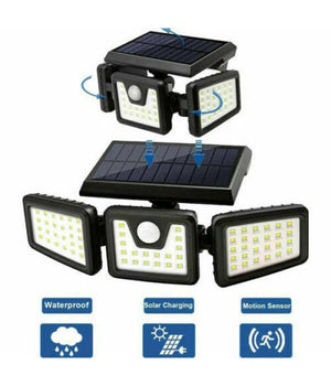 Trade Shop - Faro Energia Solare Led Con Pannello Faretto Sensore Movimento 30w 74led Ta103 -