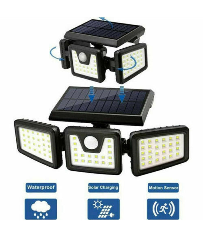 Trade Shop - Faro Energia Solare Led Con Pannello Faretto Sensore Movimento 30w 74led Ta103 -