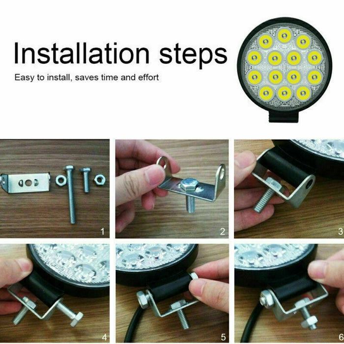 Faro Faretto 42W 14 LED Rotondo per AUTO JEEP BARCA 12V IP67 - ZENCOCCO