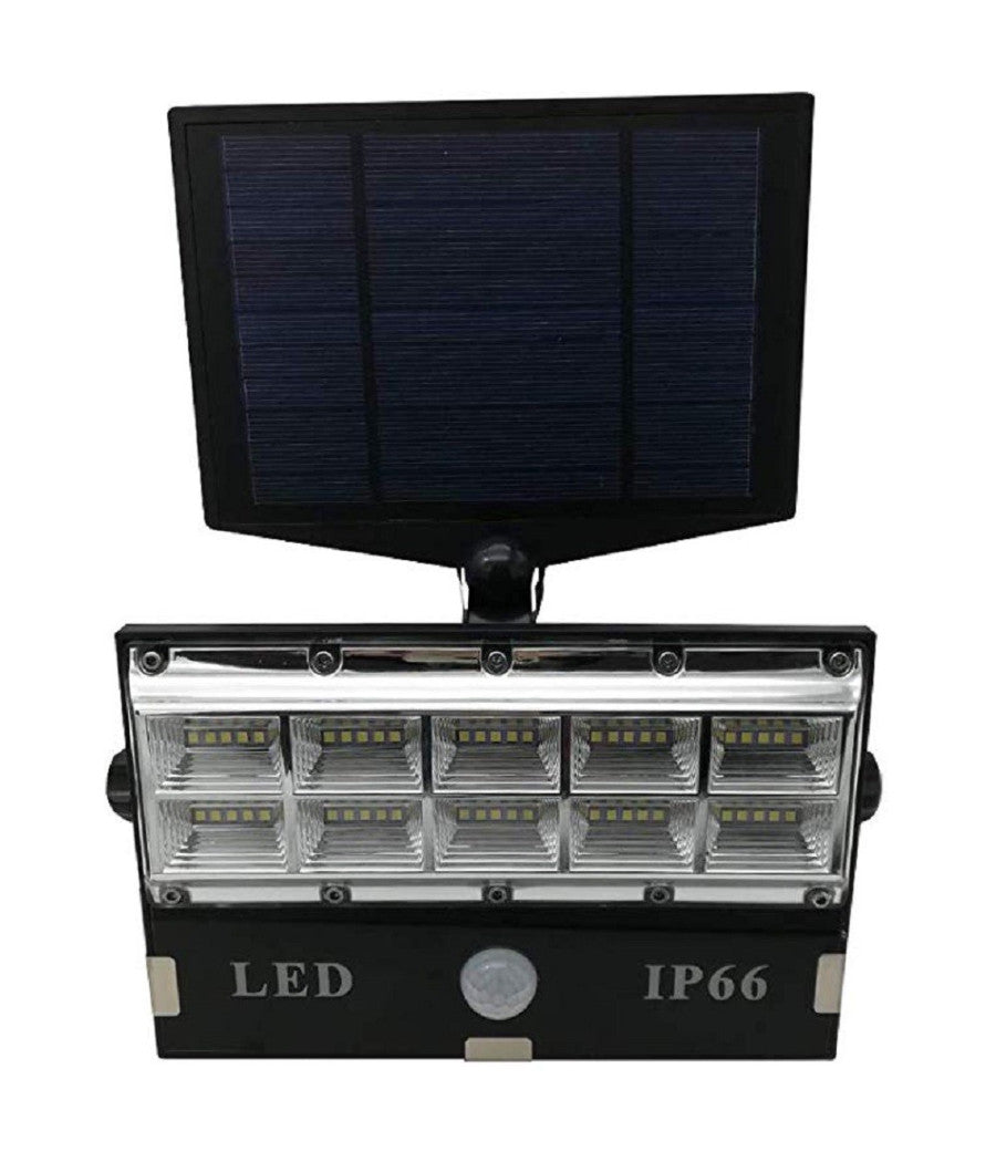 Faro Faretto 50 Led Sensore Movimento E Pannello Solare Ricaricabile Luce Bianca         