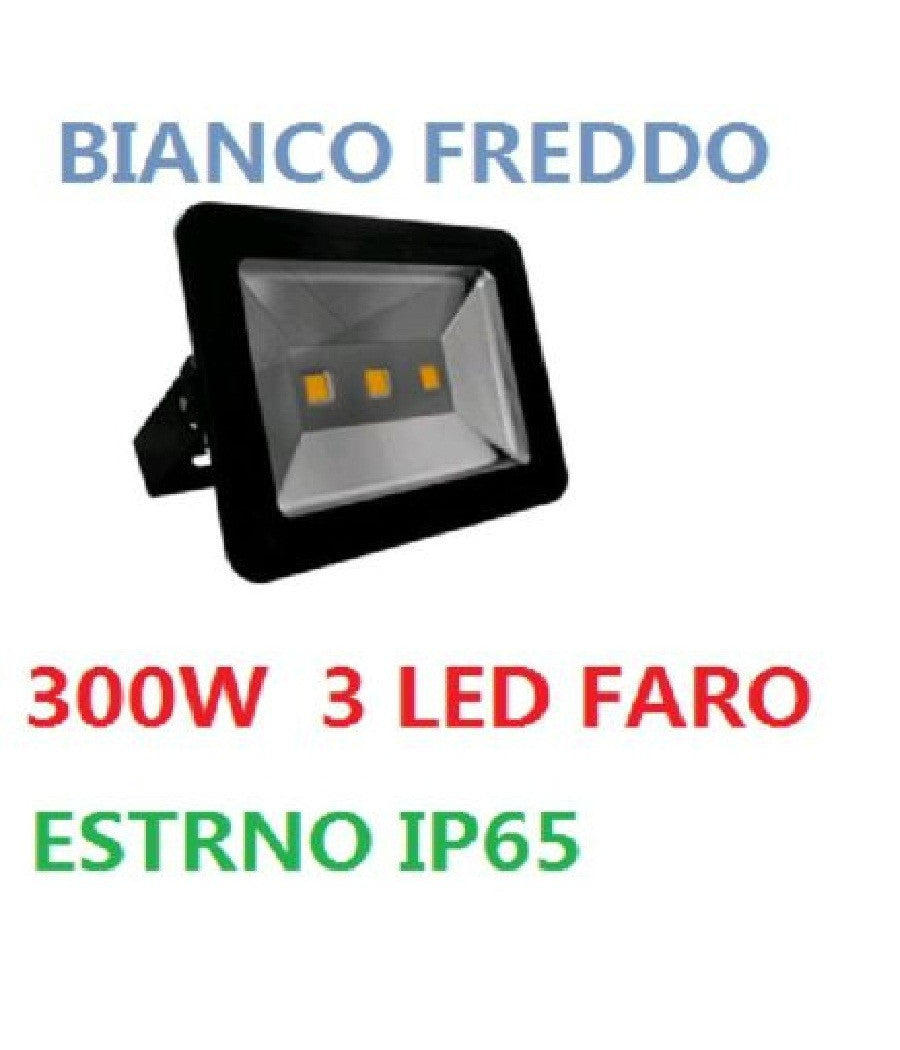 Faro Faretto A Led 150w Watt Nero Ip65 Da Esterno Con 3 Led Alta Potenza Bianco         