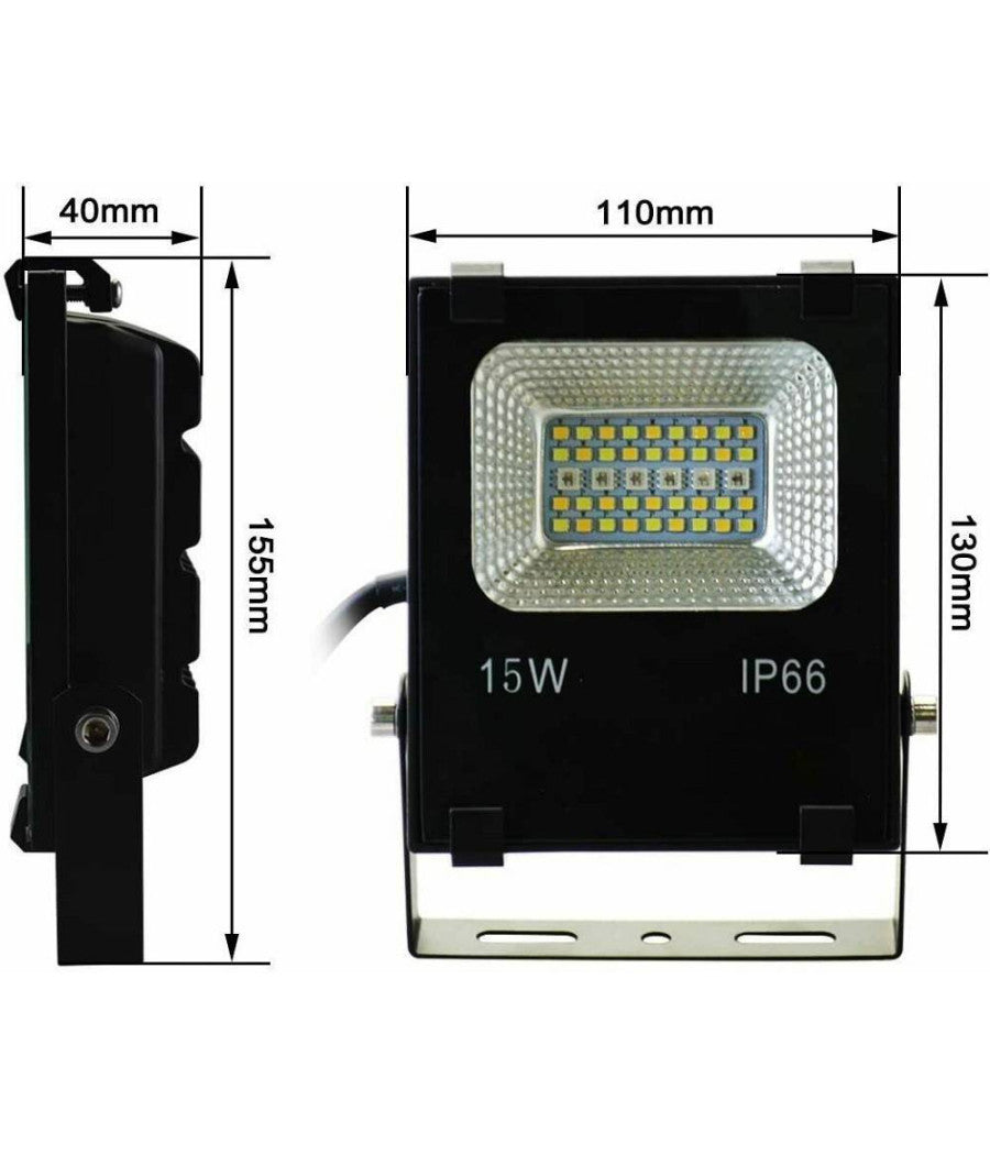 Faro Faretto A Led Rgb + Cct Per Esterni Da 15w Con Telecomando Ir Proiettore         