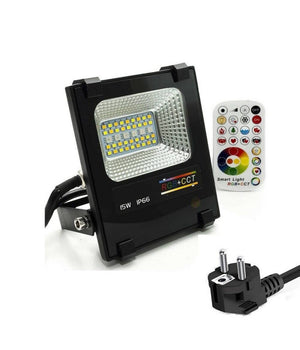 Faro Faretto A Led Rgb + Cct Per Esterni Da 15w Con Telecomando Ir Proiettore         