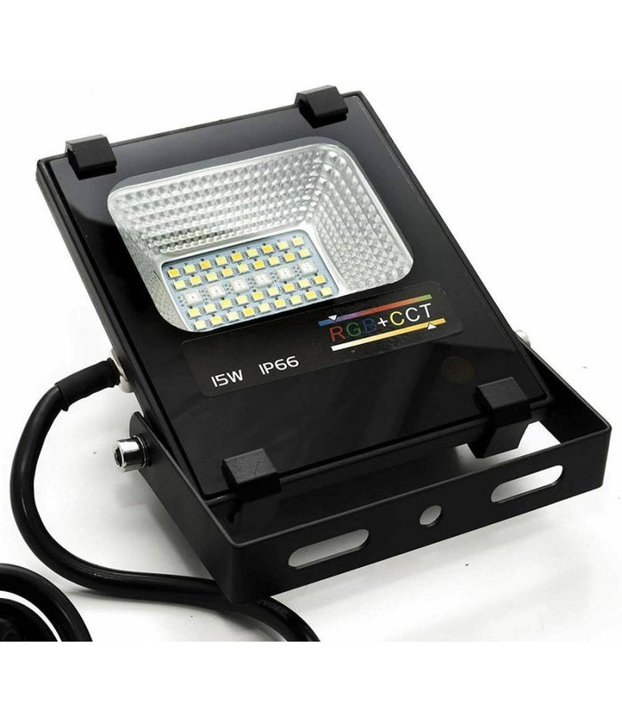Faro Faretto A Led Rgb + Cct Per Esterni Da 15w Con Telecomando Ir Proiettore         