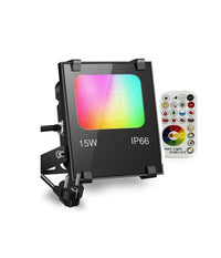Faro Faretto A Led Rgb + Cct Per Esterni Da 15w Con Telecomando Ir Proiettore         