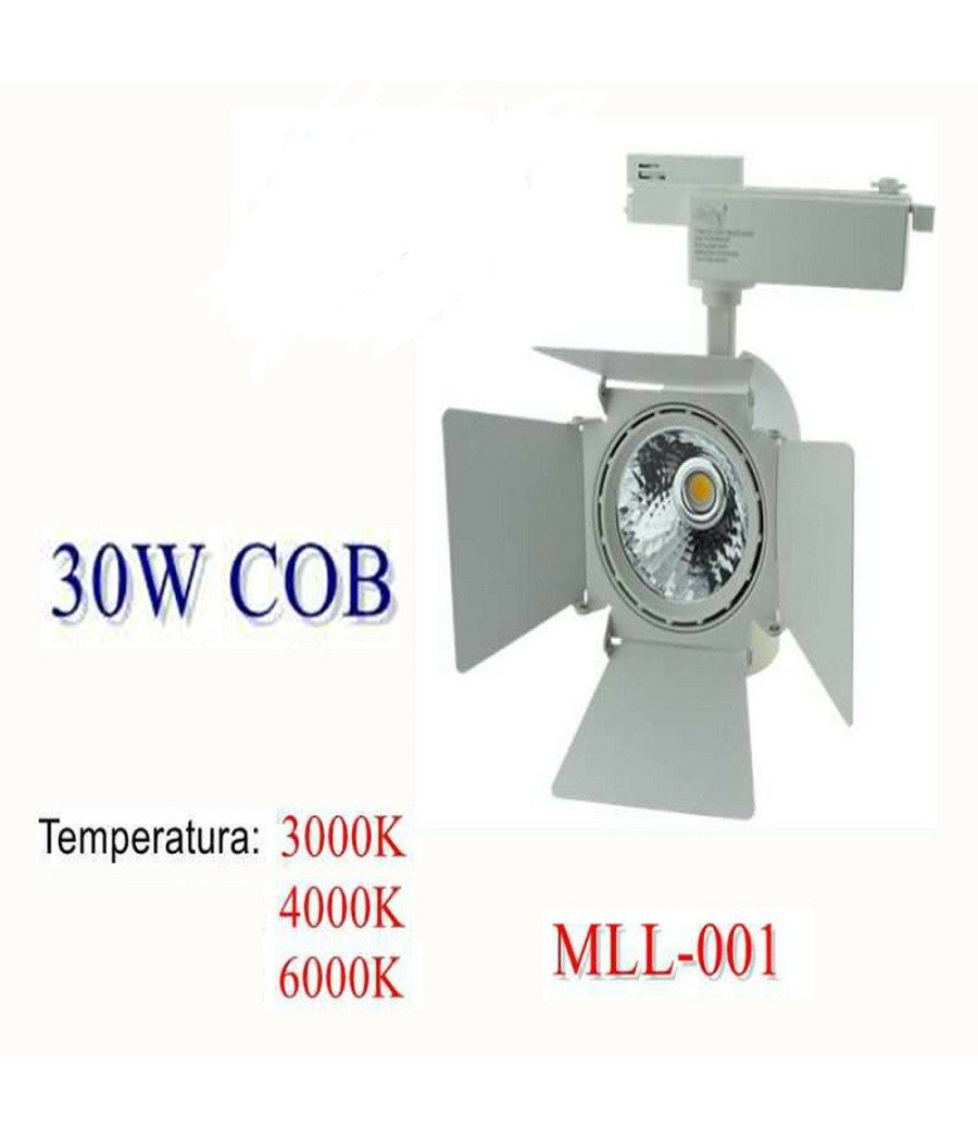 Faro Faretto Cob Led Binario Snodabile Luce Fredda Calda Naturale Soffitto 30w         
