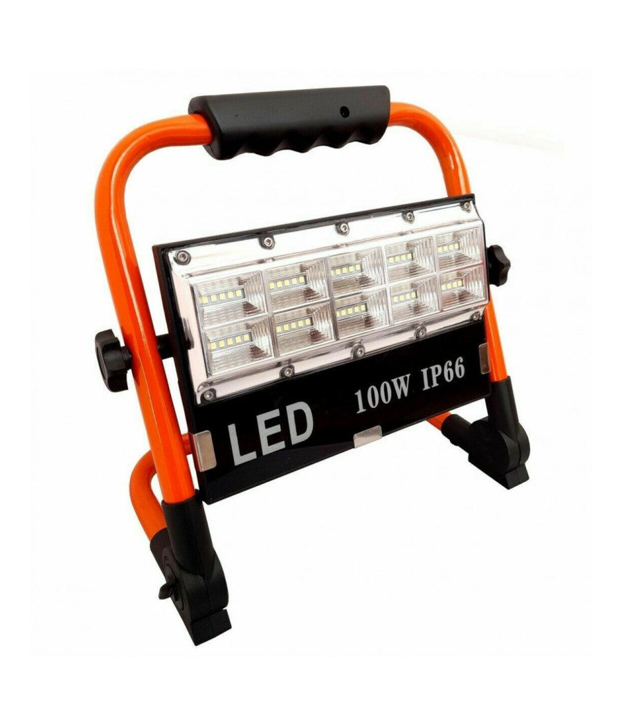 Faro Faretto Led 100w Batteria Ricaricabile Torcia Da Lavoro 8505-smd Emergenza         