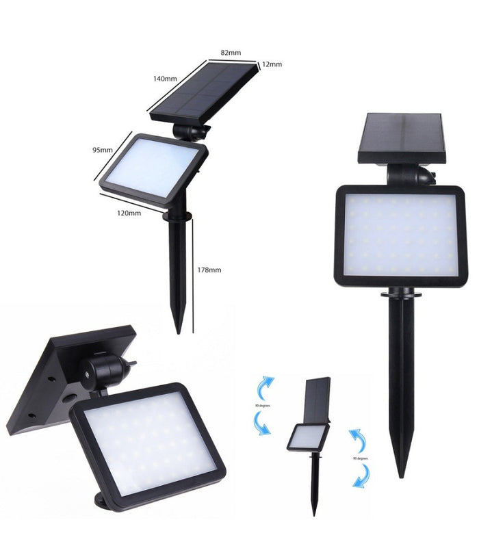 Trade Shop - Faro Faretto Led Giardino 48 Led 10w Picchetto Pannello Energia Solare 2000mah -