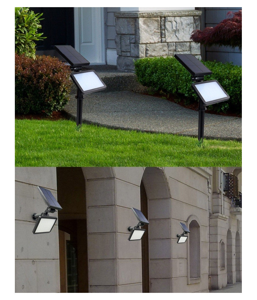 Trade Shop - Faro Faretto Led Giardino 48 Led 10w Picchetto Pannello Energia Solare 2000mah -
