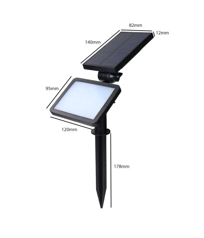 Trade Shop - Faro Faretto Led Giardino 48 Led 10w Picchetto Pannello Energia Solare 2000mah -