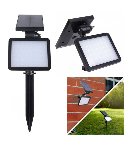 Trade Shop - Faro Faretto Led Giardino 48 Led 10w Picchetto Pannello Energia Solare 2000mah -