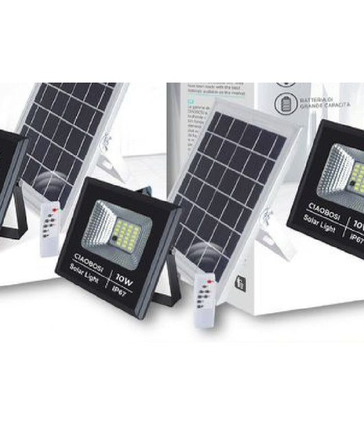 Faro Faretto Led Pannello A Ricarica Solare 10 W Ip67 Con Telecomando Gled-8117         