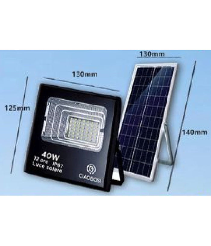 Faro Faretto Led Pannello Solare Fotovoltaico 40w Con Crepuscolare Ip67 Led-9013         
