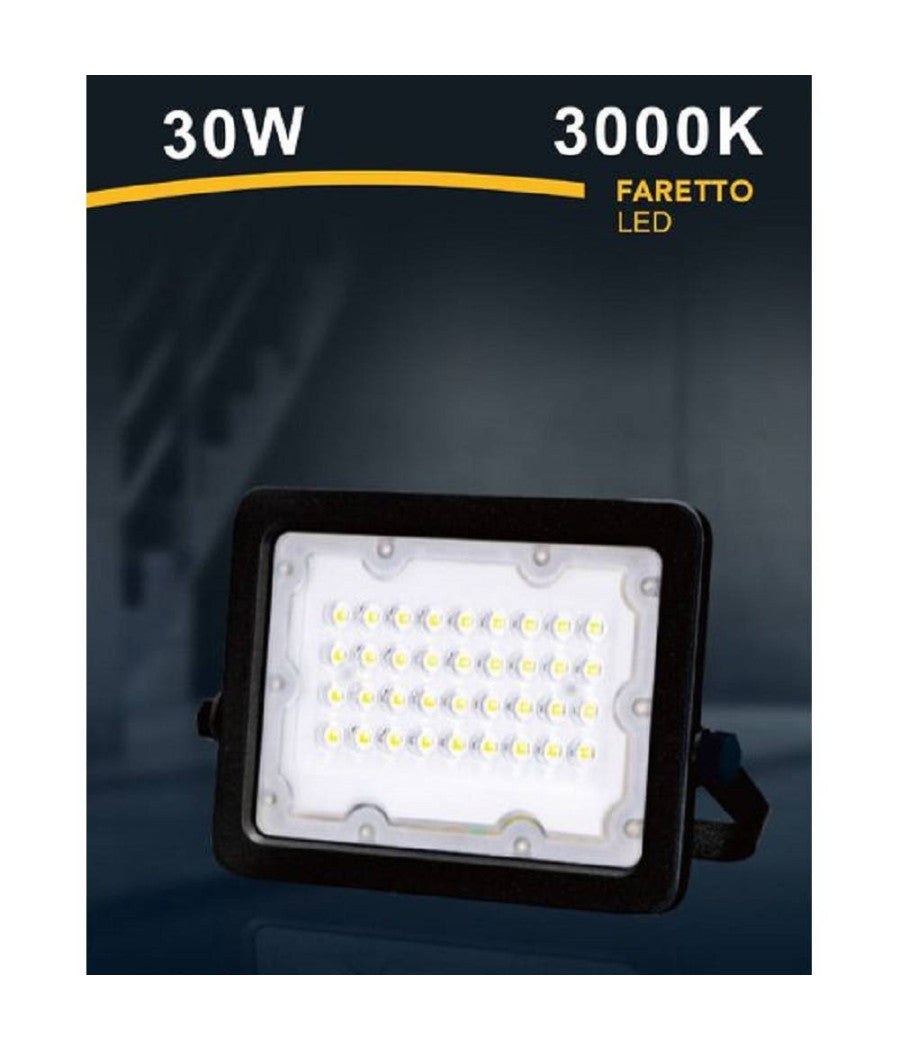 Faro Faretto Led Proiettore Esterno Nero 30w Ip65 Luce 6500k 4000k 3000k Fs30w-n         