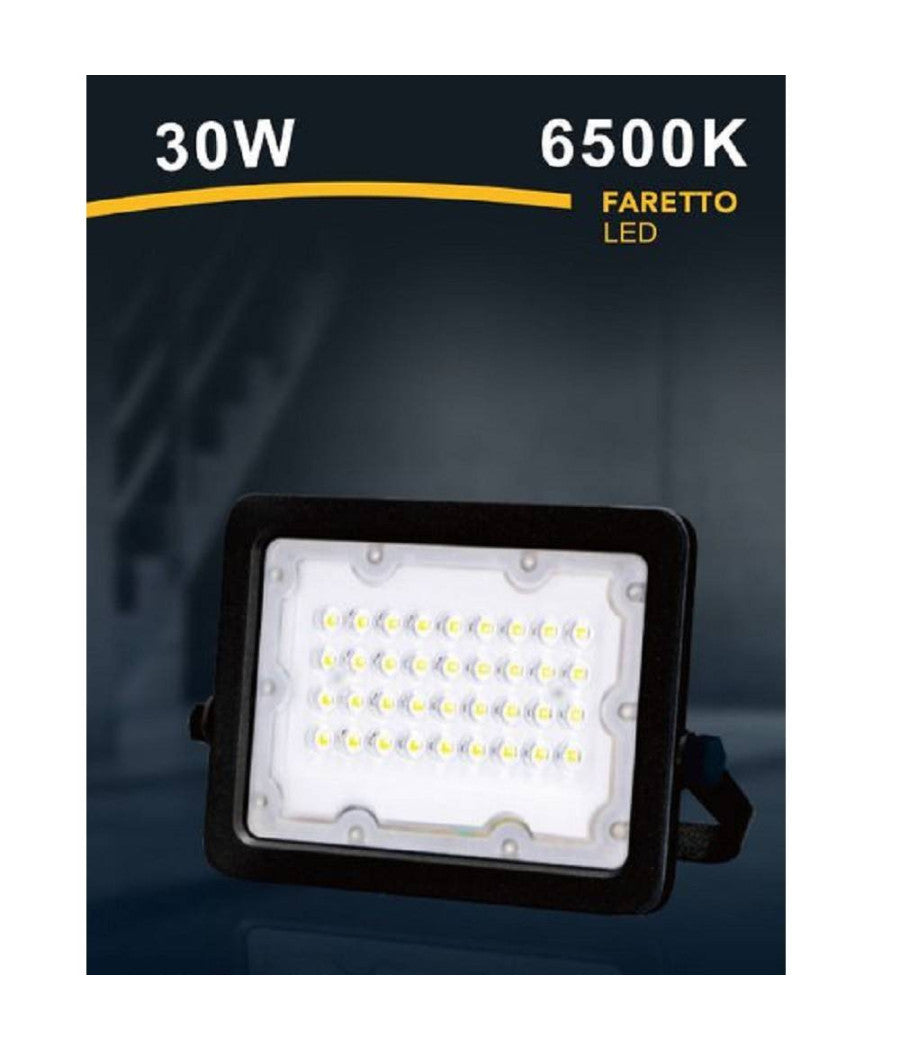 Faro Faretto Led Proiettore Esterno Nero 30w Ip65 Luce 6500k 4000k 3000k Fs30w-n         