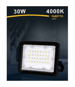 Faro Faretto Led Proiettore Esterno Nero 30w Ip65 Luce 6500k 4000k 3000k Fs30w-n         