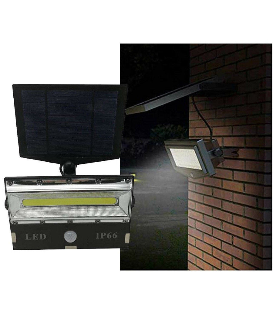 Faro Faretto Led Sensore Movimento E Pannello Solare Ricaricabile Luce Bianca         