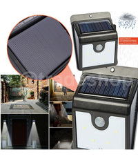 Faro Faretto Pannello Solare Sensore Movimento E Crepuscolare 4 Led Per Esterno         
