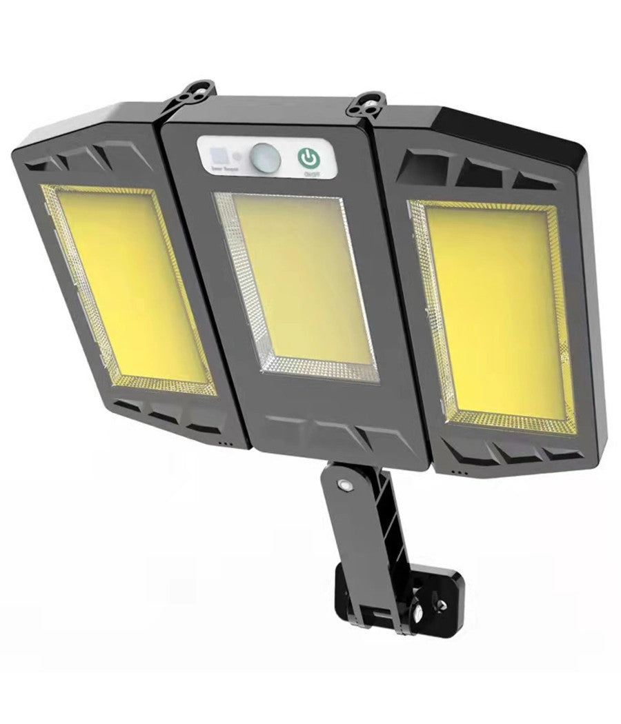Faro Lampione A Led Cob Con Pannello Solare Fotovoltaico Sensore Movimento 30w         