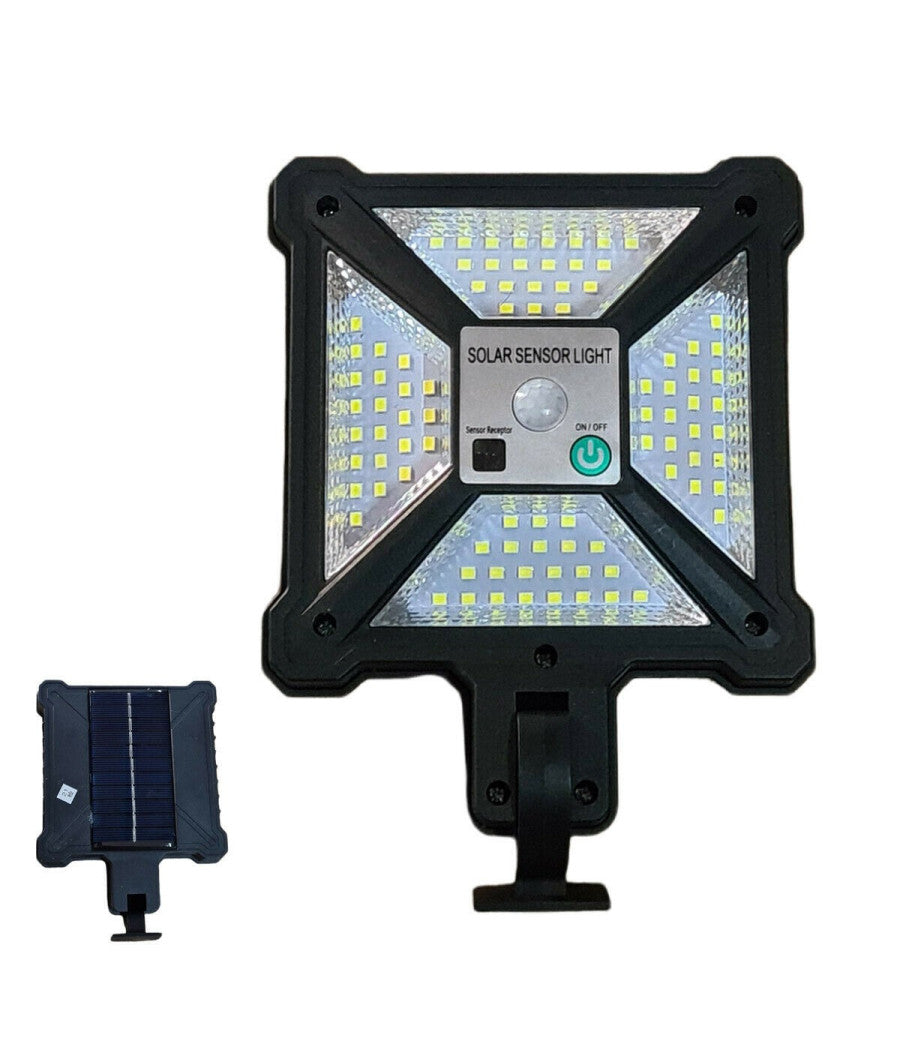 Faro Lampione Stradale Con Pannello Solare Sensore Di Movimento Led Telecomando         