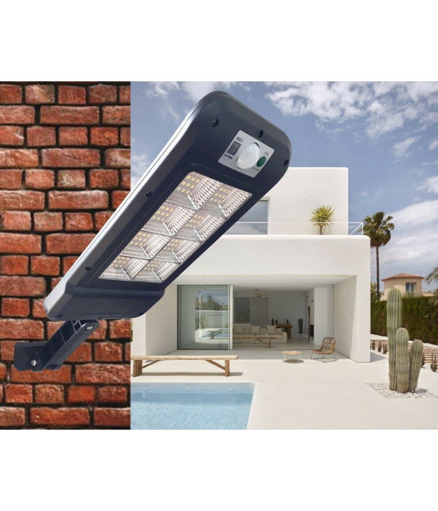 Faro Lampione Stradale Pannello Solare Fotovoltaico Sensore 128 Led Smd Hs-8013c         