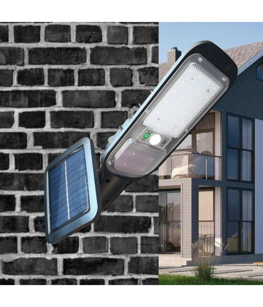 Faro Lampione Stradale Pannello Solare Sensore Di Movimento 24 Led 120w Jx-516         