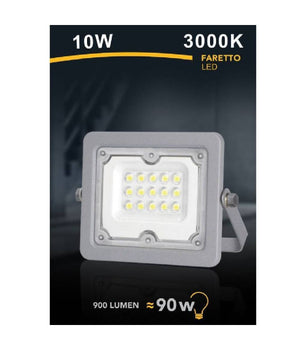 Faro Led 10 W Ultra Slim Grigio Esterno Ip65 Luce Fredda Naturale Calda Fs10w-g         