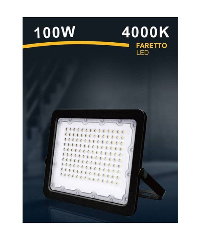 Faro Led 100w Faretto Ultra Slim Esterno Nero Ip65 Luce 6500k 4000k 3000k Fs100w-n         