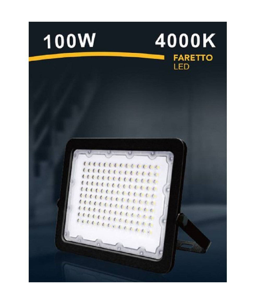 Faro Led 100w Faretto Ultra Slim Esterno Nero Ip65 Luce 6500k 4000k 3000k Fs100w-n         