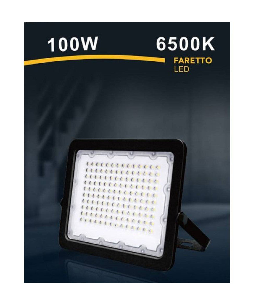 Faro Led 100w Faretto Ultra Slim Esterno Nero Ip65 Luce 6500k 4000k 3000k Fs100w-n         