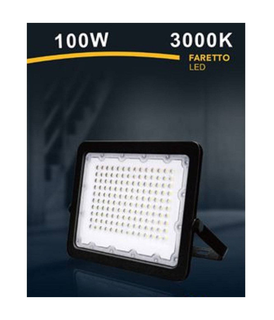 Faro Led 100w Faretto Ultra Slim Esterno Nero Ip65 Luce 6500k 4000k 3000k Fs100w-n  -bianco Caldo      -