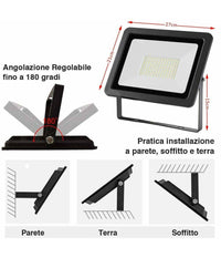 Faro Led 100w Luce Alta Luminosita 8000lm Faretto Esterno Slim Bianco Freddo         