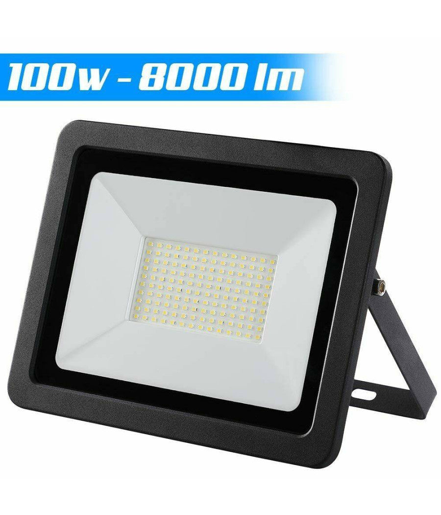 Faro Led 100w Luce Alta Luminosita 8000lm Faretto Esterno Slim Bianco Freddo         