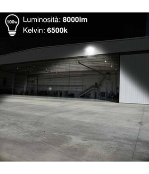 Faro Led 100w Luce Alta Luminosita 8000lm Faretto Esterno Slim Bianco Freddo         