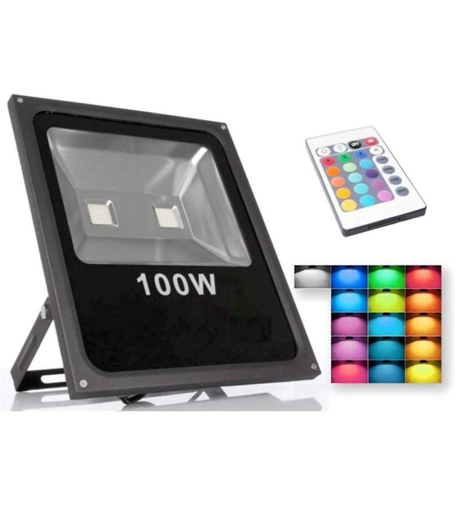 Faro Led 100w Rgb Multicolore Giochi Luce Con Telecomando Faretto Illuminazione         