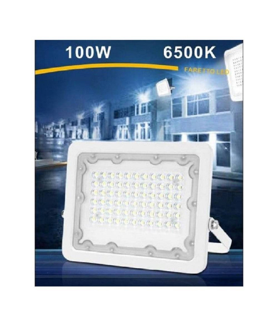 Faro Led 100w Ultra Slim Bianco Esterno Ip65 Luce Fredda Naturale Calda Fs100w-b  -bianco Freddo      -