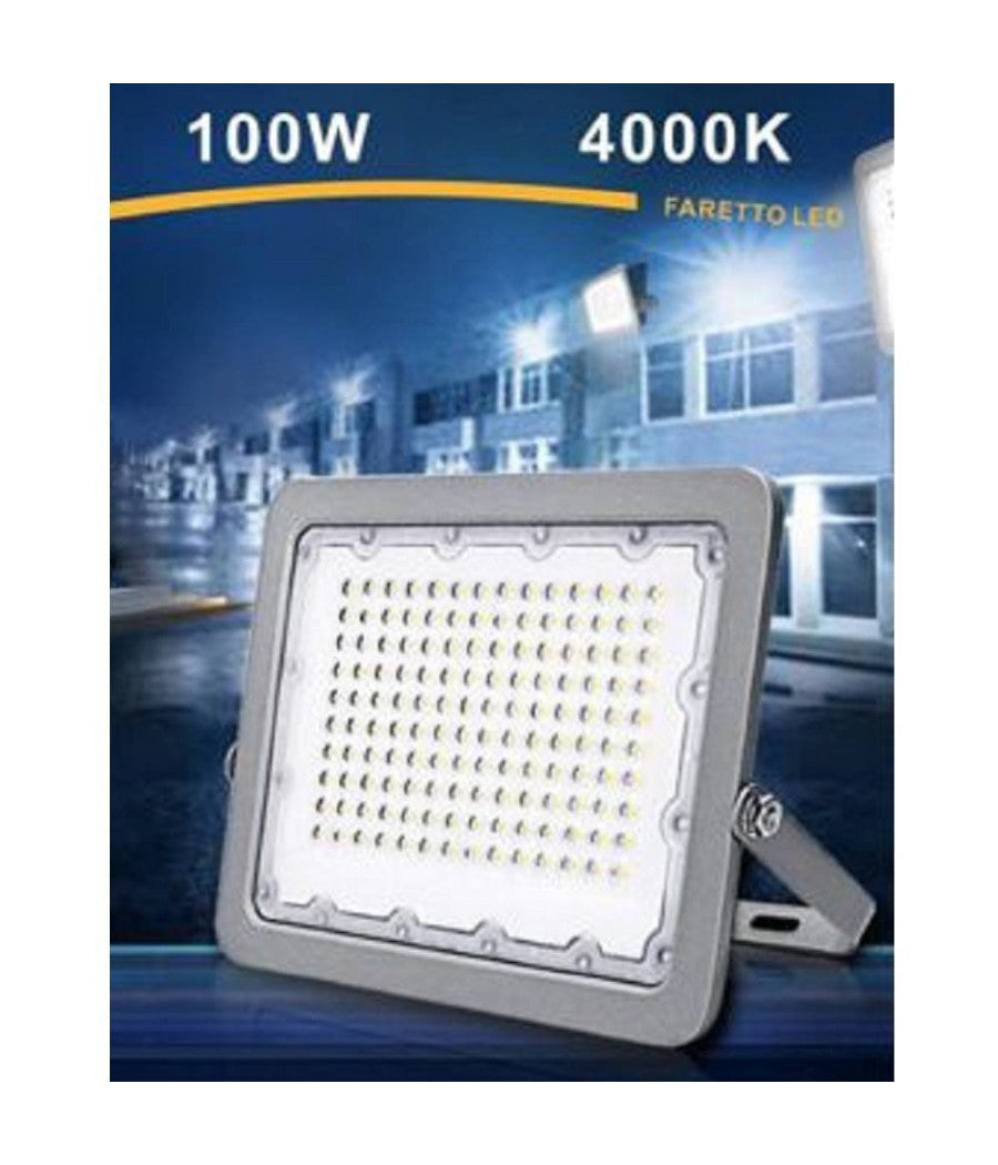 Faro Led 100w Ultra Slim Esterno Grigio Ip65 Luce 6500k 4000k 3000k Fs100         