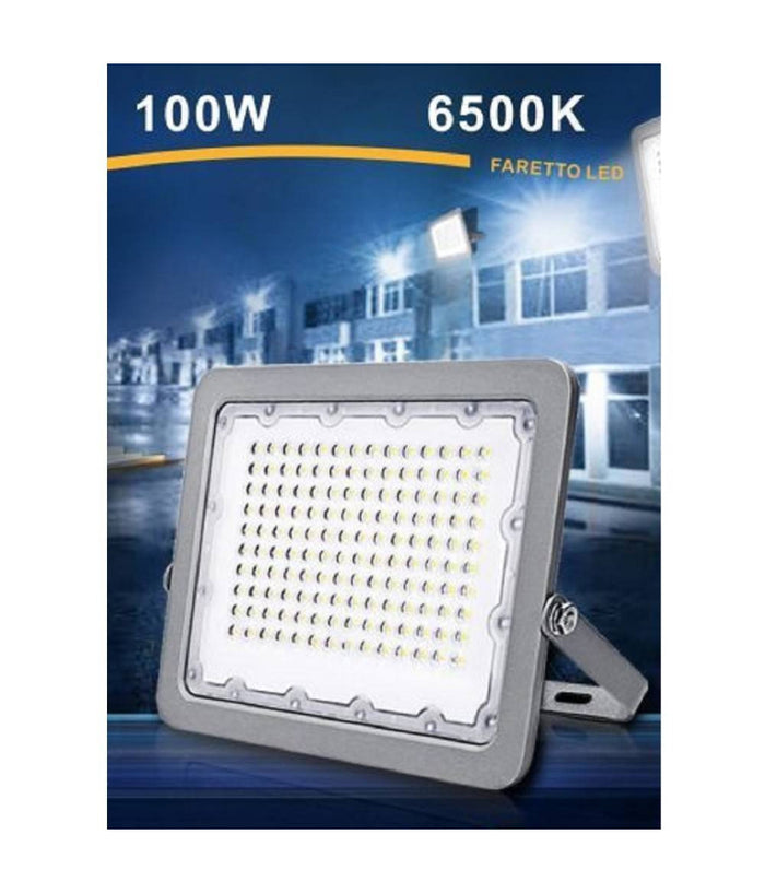 Faro Led 100w Ultra Slim Esterno Grigio Ip65 Luce 6500k 4000k 3000k Fs100         