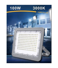 Faro Led 100w Ultra Slim Esterno Grigio Ip65 Luce 6500k 4000k 3000k Fs100  -bianco Caldo      -
