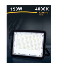 Faro Led 150 Watt Proiettore Esterno Ip65 Nero Luce 3000k 6500k 4000k Fs150w-n         