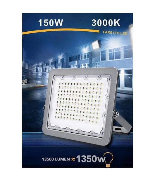 Faro Led 150w Proiettore Esterno Ip65 Grigio Luce 6500k 4000k 3000k Fs150w-g5  -bianco Caldo      -