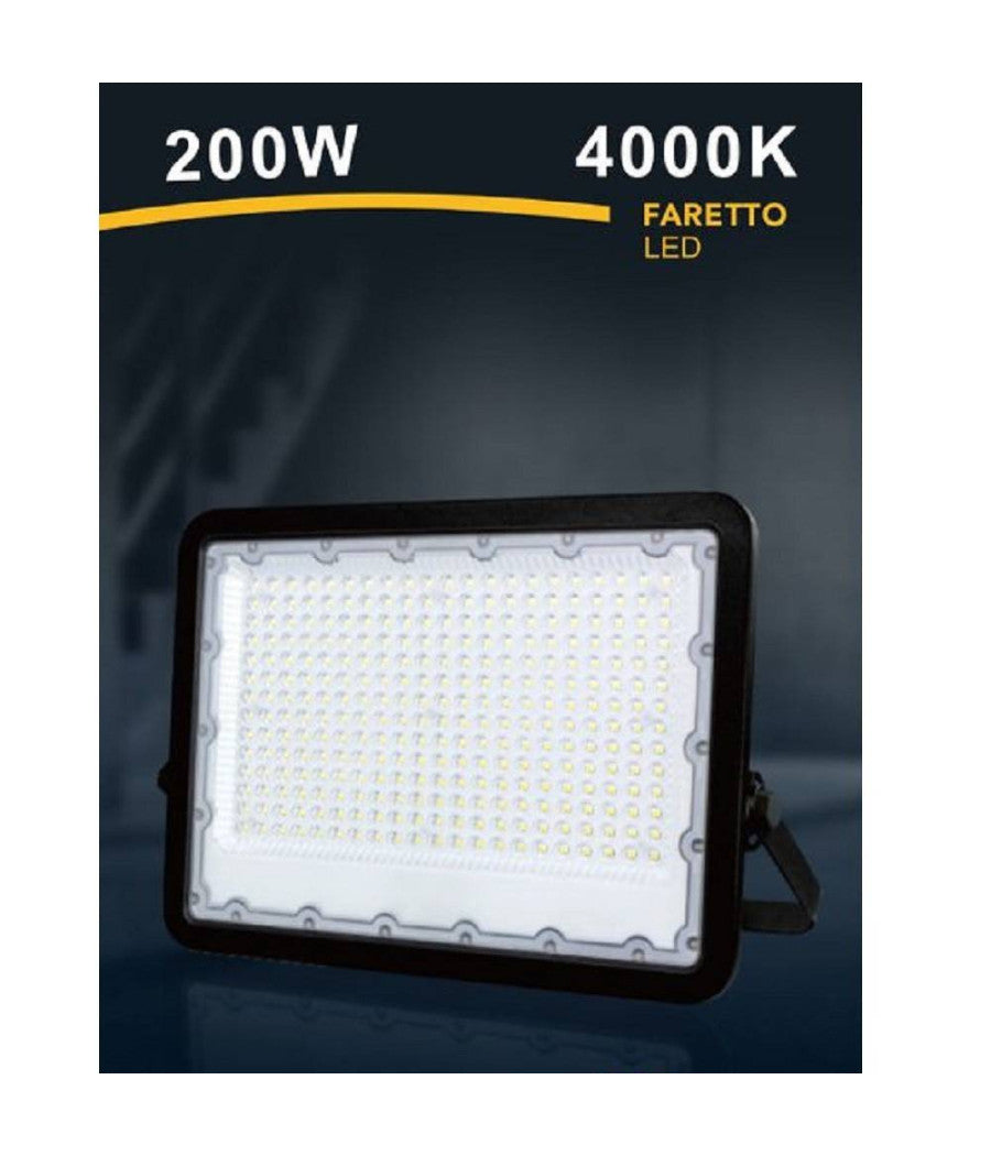 Faro Led 200 W Ultra Slim Esterno Nero Ip65 Luce Fredda Naturale Calda Fs200w-n         