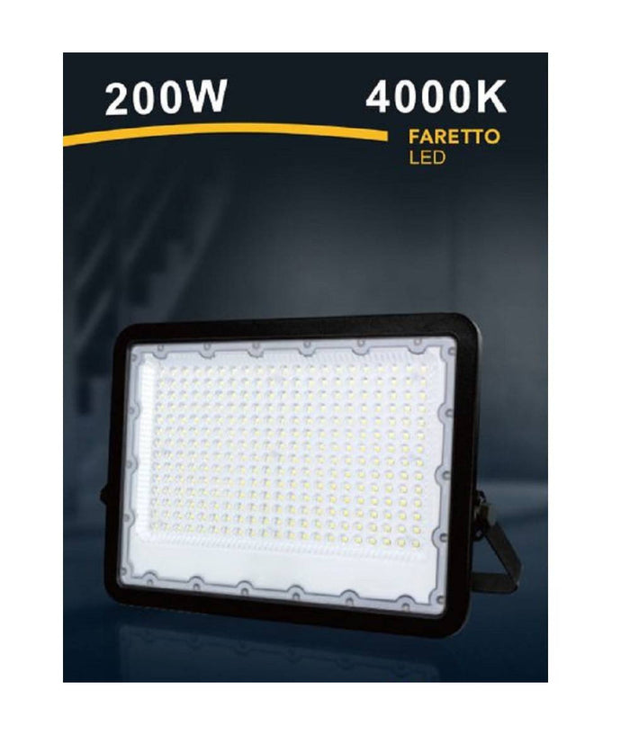 Faro Led 200 W Ultra Slim Esterno Nero Ip65 Luce Fredda Naturale Calda Fs200w-n         