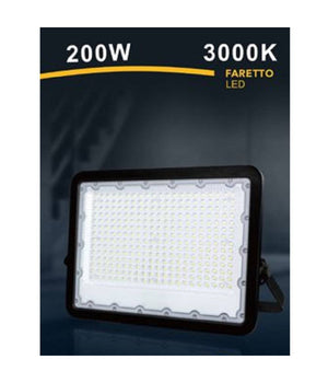 Faro Led 200 W Ultra Slim Esterno Nero Ip65 Luce Fredda Naturale Calda Fs200w-n         