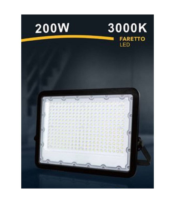Faro Led 200 W Ultra Slim Esterno Nero Ip65 Luce Fredda Naturale Calda Fs200w-n         