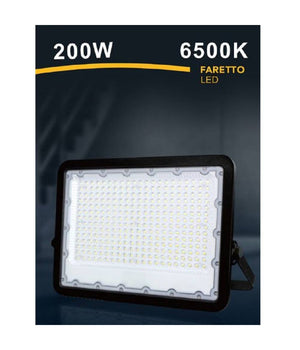 Faro Led 200 W Ultra Slim Esterno Nero Ip65 Luce Fredda Naturale Calda Fs200w-n  -bianco Freddo      -