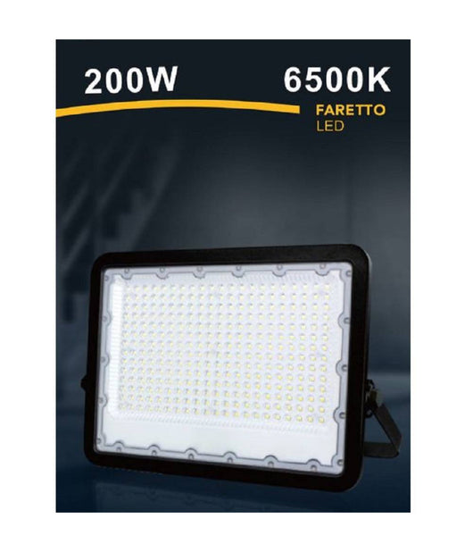 Faro Led 200 W Ultra Slim Esterno Nero Ip65 Luce Fredda Naturale Calda Fs200w-n  -bianco Freddo      -