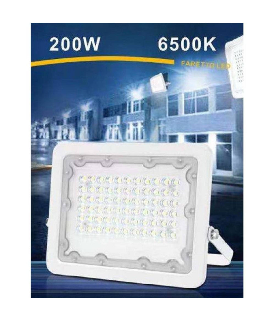 Faro Led 200 Watt Ultra Slim Esterno Bianco Ip65 Luce 6500k 4000k 3000k Fs200w-b         