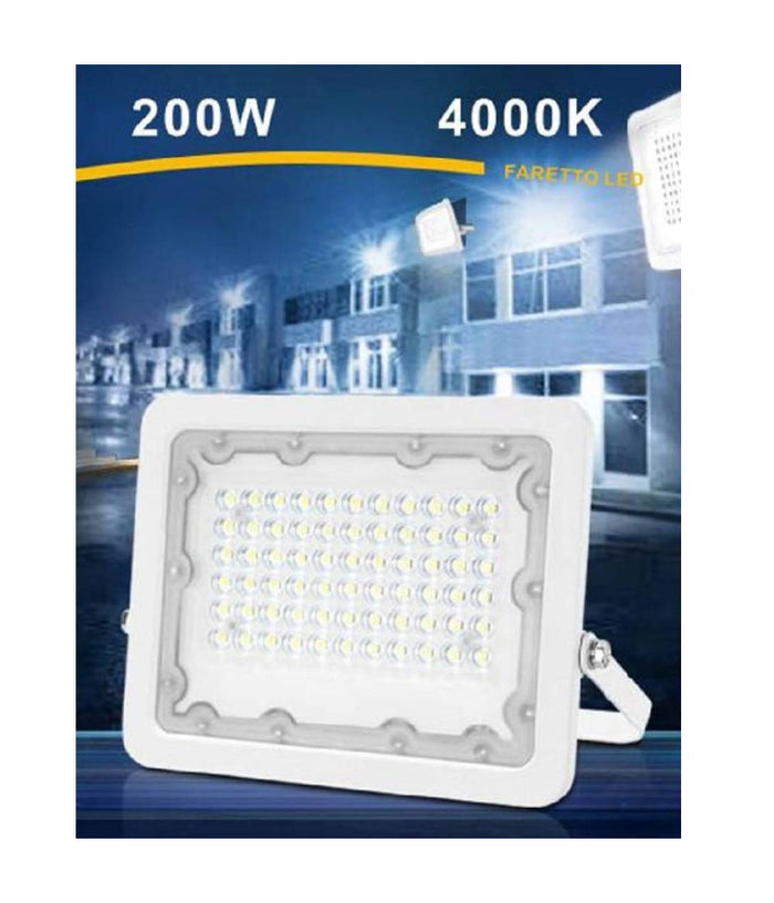 Faro Led 200 Watt Ultra Slim Esterno Bianco Ip65 Luce 6500k 4000k 3000k Fs200w-b         