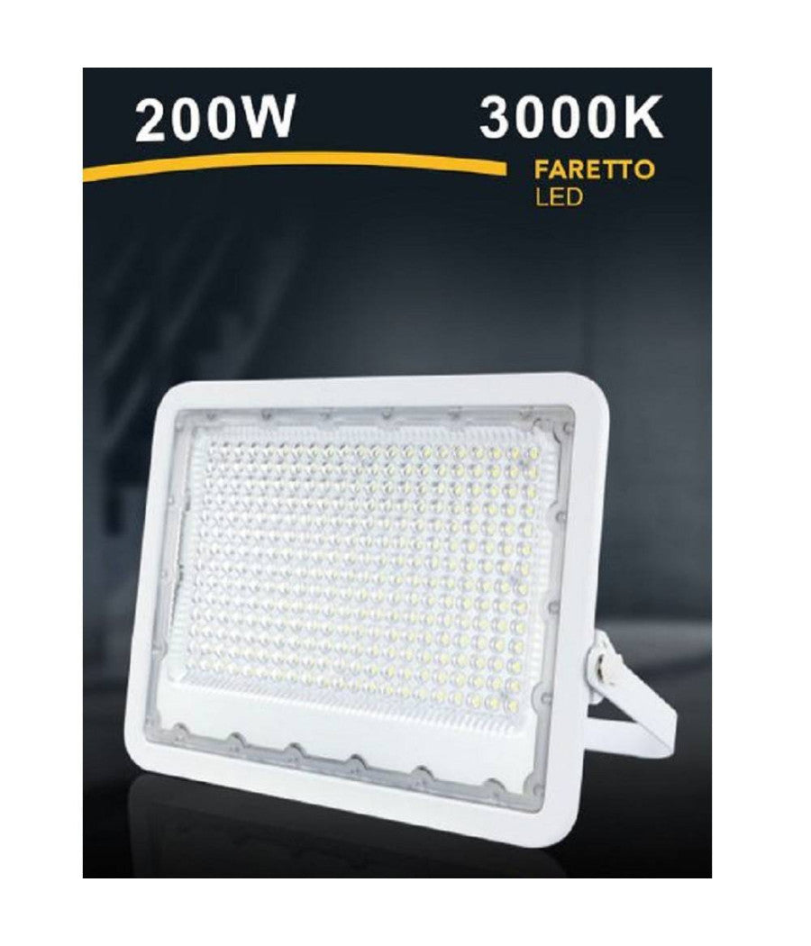 Faro Led 200 Watt Ultra Slim Esterno Bianco Ip65 Luce 6500k 4000k 3000k Fs200w-b         